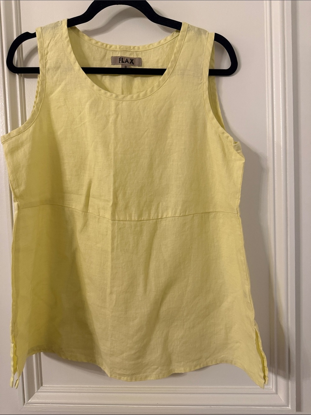 NWOT FLAX Linen Sleeveless Tank Top Lemon Yellow Small (277)